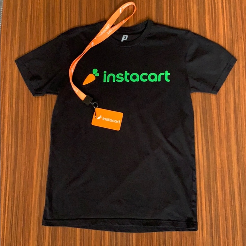 Instacart T Shirt and Lanyard Black and Green
